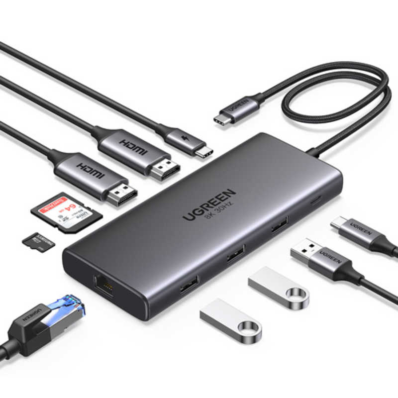 UGREEN UGREEN Revodok Pro 10-in-1 USB-C ハブ 15534 ［USB Power Delivery対応］ グレー UGR-OT-000016 UGR-OT-000016