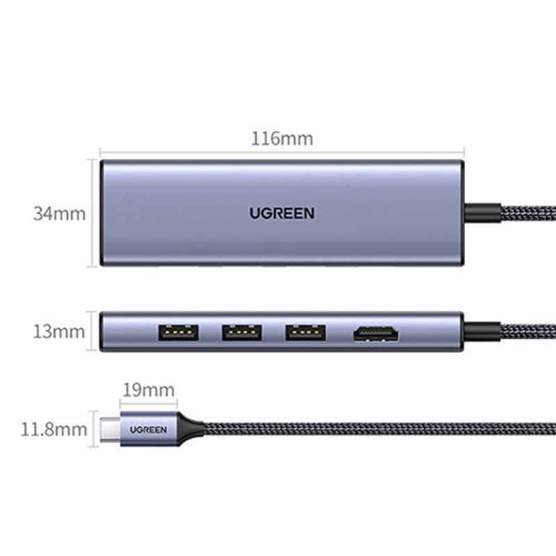 UGREEN UGREEN Revodok 6-in-1 USB-C ハブ 20956A グレー UGR-OT-000019 UGR-OT-000019