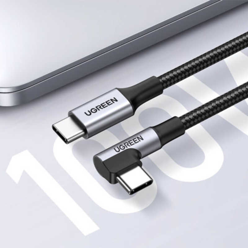 UGREEN UGREEN USB-C to USB-C L字 急速充電ケーブル 100W ブラック 3m 20583 ［USB Power Delivery対応］ UGR-OT-100010 UGR-OT-100010