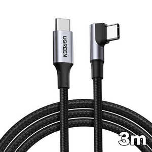 UGREEN USB-C to USB-C L字 急速充電ケーブル 100W ブラック 3m 20583 ［USB Power Delivery対応］ UGR-OT-100010