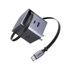 UGREEN 65W GaN巻き取り式ケーブル付き急速充電器 65824 グレー UGR-OT-000044 UGREEN 65W GaN巻き取り式ケーブル付き急速充電器 65824 グレー UGR-OT-000044