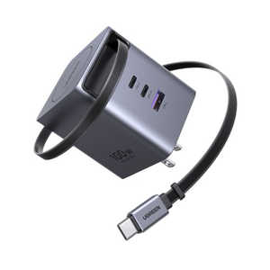 UGREEN 100W GaN巻き取り式ケーブル付き急速充電器 65827 グレー UGR-OT-000045 UGREEN 100W GaN巻き取り式ケーブル付き急速充電器 65827 グレー UGR-OT-000045