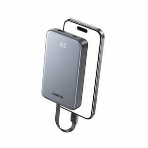 UGREEN 10000mAh USB-Cケーブル内蔵モバイルバッテリー 75161B グレー UGR-BY-000020 UGREEN 10000mAh USB-Cケーブル内蔵モバイルバッテリー 75161B グレー UGR-BY-000020