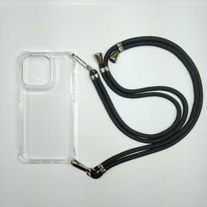 アクロス iPhone 14 Pro ショルダー付クリアケース 4角 ブラック AIC22-SH14PBK アクロス iPhone 14 Pro ショルダー付クリアケース 4角 ブラック AIC22-SH14PBK