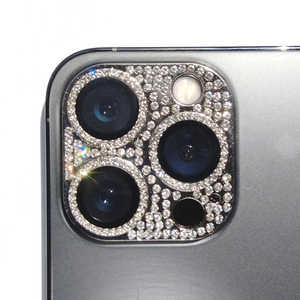 アクロス iPhone 14Pro/14ProMax ラインストーン カメラカバーガラスシルバー  ACC22-R14PSV