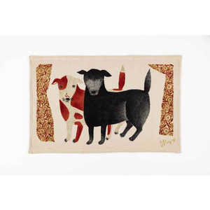 楠橋紋織 moritaMiW TEATOWEL ティータオル イヌ/黒犬チョークと赤斑犬のテン MMTEATOWEL 楠橋紋織 moritaMiW TEATOWEL ティータオル イヌ/黒犬チョークと赤斑犬のテン MMTEATOWEL