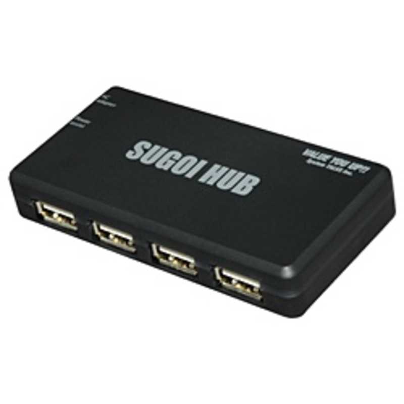 システムトークス システムトークス USB2.0対応4ポートハブ｢スゴイハブ｣ACアダプタ付属(ブラック) USB2-HUB4XA-BK USB2-HUB4XA-BK