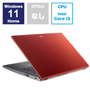 ACER エイサー ノートパソコン Aspire 5 [14.0型 /Windows11 Home /intel Core i3 /メモリ：8GB /SSD：256GB /2023年8月モデル] タイガーリリーレッド A514-55-N