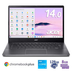 ACER エイサー Chromebook Plus 514 ［14.0型 /Chrome OS /Core i3 /メモリ：8GB /SSD：128GB］ スチールグレイ CB514-4HT-N38Q