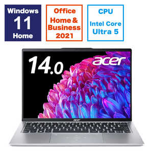 ACER エイサー ノートパソコン Swift Go ［14.0型 /Windows11 Home /メモリ：16GB /SSD：512GB /Office HomeandBusiness］ ピュアシルバー SFG14-73-N56Y/F