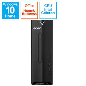 ACER エイサー Aspire XC-830 (Celeron J4005/4GB/1TB HDD/DVD±R/RW スリムドライブ/Windows 10 Home/Office Home & Business 2019)　ブラック XC-830-N14F/F