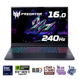 ACER  ߥ󥰥Ρȥѥ Predator [ RTX 5070Ti / 16 / Win11 Home / Core Ultra 9 / 16GB / SSD1TB / Ѹǥܡ ] PHN16S-71-H