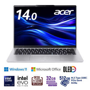 ACER  Ρȥѥ Swift Go 14 [ 14 / Win11 Home Copilot PC / Core Ultra 7 / 32GB / 512GB / Office ] ԥ奢С SFG14-74-N73Y/F