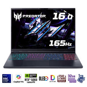 ACER �G�C�T�[ �Q�[�~���O�m�[�g�p�\�R�� Predator Helios Neo 16S AI RTX 5060 �m16�^ / Windows11 Home / Core Ultra 7 / 32GB / 1TB�n PHN16S-I51-N73Z56