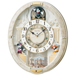 ＜コジマ＞ セイコー からくり時計 【Disney Time(ディズニータイム)ミッキー&フレンズ】 白マーブル模様 FW580W