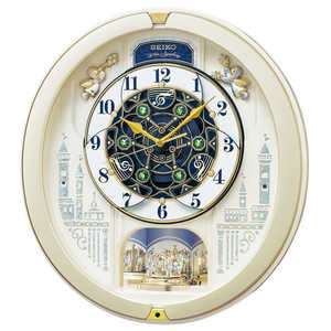 ＜コジマ＞ セイコー SEIKO からくり時計 【ウェーブシンフォニー】 薄金色パール シルバー RE579S
