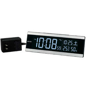 セイコー 交流式デジタル電波目ざまし時計(カラーLED表示) DL306S 銀色ヘアライン