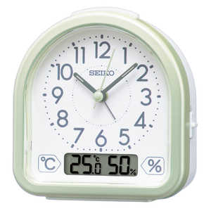 セイコー 目覚まし時計 【温度・湿度表示つき】 薄緑パール  KR512M