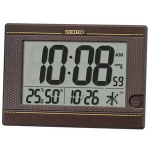 セイコー 掛け置き兼用時計 【温度・湿度表示つき】 濃茶メタリック [電波自動受信機能有] SQ448B