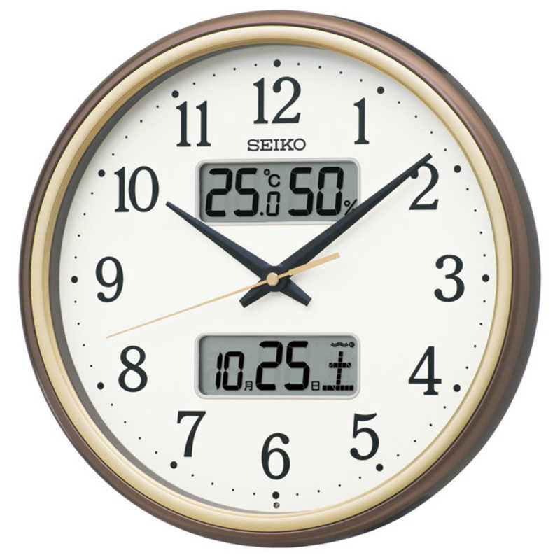 セイコー セイコー 掛け時計 (温度・湿度・カレンダー表示) 茶メタリック ［電波自動受信機能有］ KX275B KX275B