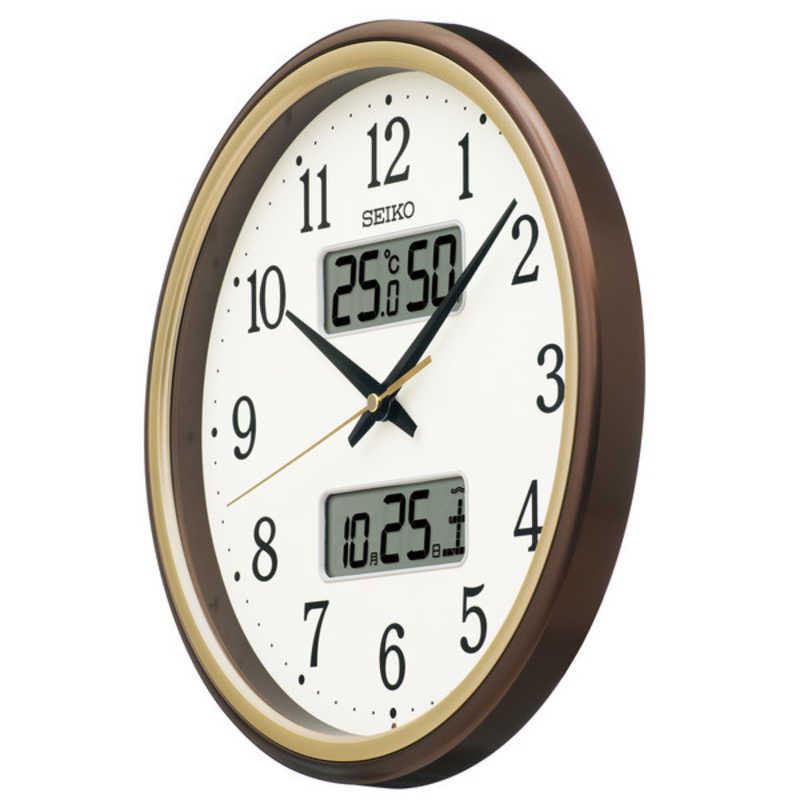 セイコー セイコー 掛け時計 (温度・湿度・カレンダー表示) 茶メタリック ［電波自動受信機能有］ KX275B KX275B