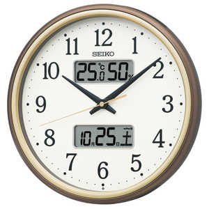 セイコー 掛け時計 (温度・湿度・カレンダー表示) 茶メタリック ［電波自動受信機能有］ KX275B