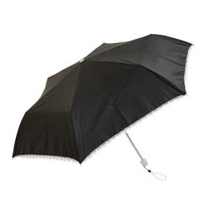 ウォーターフロント 「折りたたみ傘」レディース折傘 無地レース 三つ折 「黒のみ」 [50cm] MULSB3F50SH