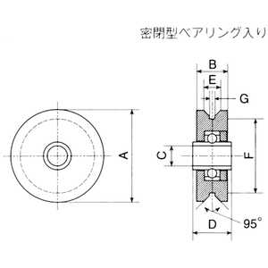 AIRLABO ヤボシ フジキング重量戸車 V型 50mm 車のみ(ボルト・ナット付) K50VN