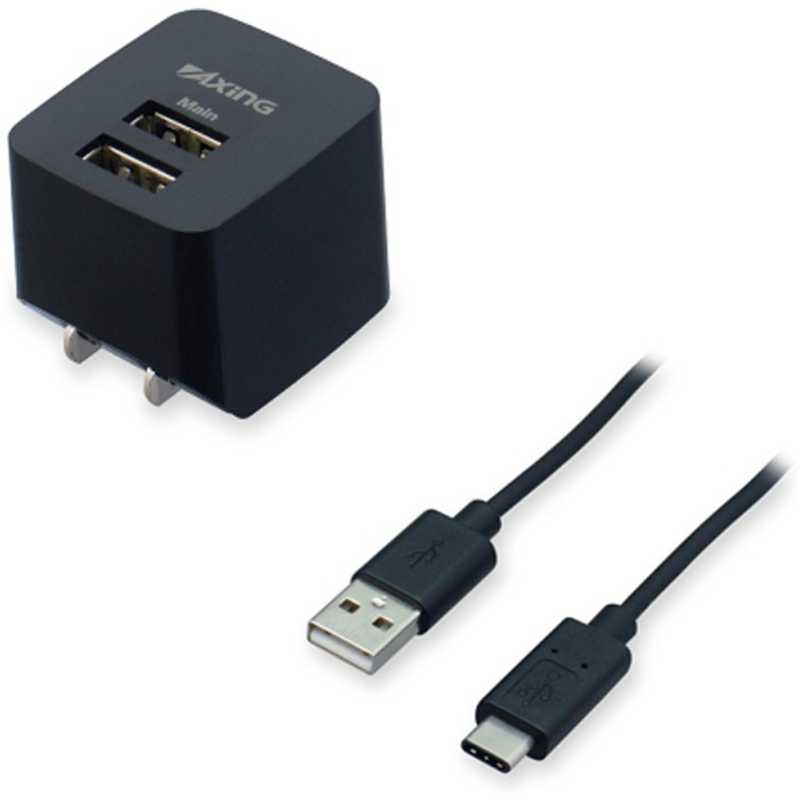 多摩電子工業 多摩電子工業 [Type-C/USB給電]AC - USB-A充電器 2.1A +Type-C⇔USB-Aケーブル 1.2m (2ポート･ブラック) TA53CUK TA53CUK