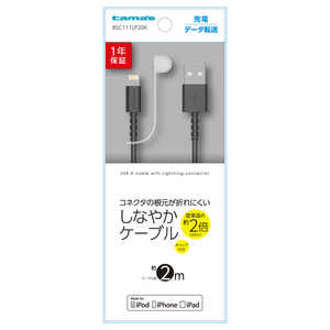 多摩電子工業 ［ライトニング］ ストレートケーブル キャップ付き 2.0m ブラック　ブラック BSC111LP20K