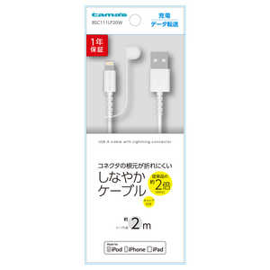 多摩電子工業 ［ライトニング］ ストレートケーブル キャップ付き 2.0m ホワイト　ホワイト BSC111LP20W