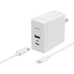 多摩電子工業 PD対応 USB AC充電器 30W USB-C ライトニングケーブル付属 TSAP117ULC10W ホワイト