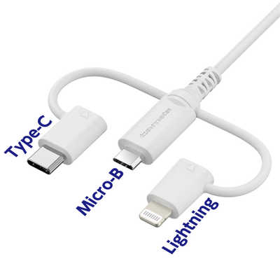 NTTドコモ 【NTTドコモ純正】3in1 USBマルチケーブル/1.2m＜ホワイト 