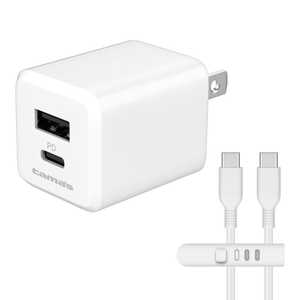 多摩電子工業 PD20W コンセントチャージャーC＋A C to Cケーブル ホワイト TAP156UCCC10W