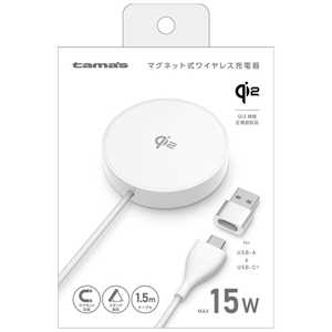 多摩電子工業 Qi2対応ワイヤレス充電器 2in1 ホワイト TWC64W 多摩電子工業 Qi2対応ワイヤレス充電器 2in1 ホワイト TWC64W