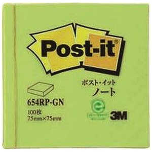 3Mジャパン ポスト･イット ノート 再生紙 スタンダードカラー グリーン 654RPGN