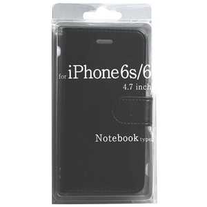 オズマ iPhone 6s/6用 Notebook type ノートブック型ケース ブラック BJSL‐IP6BK