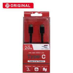オズマ USB-C ⇔ USB-C USB2.0 3A対応USBケーブル 充電・転送 2m BKS-CD3CS200K ブラック
