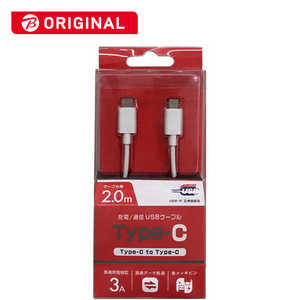 オズマ USB-C ⇔ USB-C USB2.0 3A対応USBケーブル 充電・転送 2m BKS-CD3CS200W ホワイト