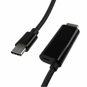 オズマ USB-C ⇔ HDMI＋USB-Cメス(給電用 PD45W対応)ケーブル ［映像 / 2.0m / 4K］ スマホ/ゲーム(Switch2対応)用 ブラック CDC-AV200K