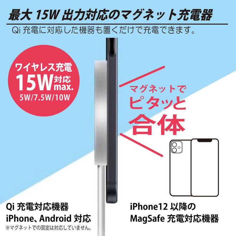 日本トラストテクノロジー 日本トラストテクノロジー MagSafe用スタント＋マグネット内蔵ワイヤレス充電器セット BK MAGCHARST-GY MAGCHARST-GY
