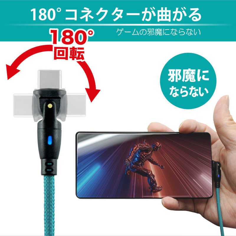 日本トラストテクノロジー 日本トラストテクノロジー USBケーブル メッシュ 1.0m USB-C to USB-C コネクタ180度回転 ブラック 180RPD10MBK 180RPD10MBK