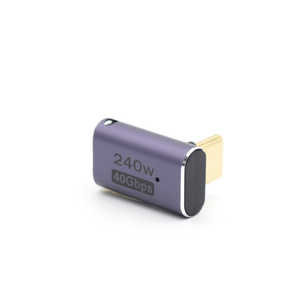 日本トラストテクノロジー 変換コネクタ USB-C(メス)-USB-C(オス) 垂直L型SLIM ［USB 4.0準拠/PD240W対応］ メタリックパープル TCTCUDSLIM