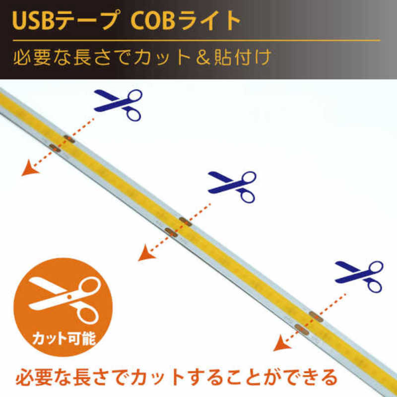 日本トラストテクノロジー 日本トラストテクノロジー USB テープCOBライト 1m 電球色 COBTP1M-WA COBTP1M-WA