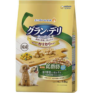 ユニチャーム Gran-Deli(グラン・デリ)カリカリ仕立て 成犬用 低脂肪 彩り野菜入りセレクト 1.6kg(小分けパック4袋入) ユニチャーム Gran-Deli(グラン・デリ)カリカリ仕立て 成犬用 低脂肪 彩り野菜入りセレクト 1.6kg(小分けパック4袋入)