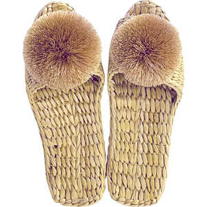ダイカイ ガマスリッパ サマースリッパ フリーサイズ 48561.ポンポン付きブラウン SUMMERSLIPPERS ダイカイ ガマスリッパ サマースリッパ フリーサイズ 48561.ポンポン付きブラウン SUMMERSLIPPERS
