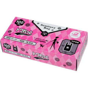 ジャパックス ピンクリボンBOXトワレットHD 手付マチ付 100枚 黒 ジャパックス ピンクリボンBOXトワレットHD 手付マチ付 100枚 黒