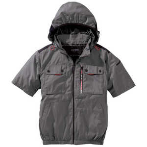 村上被服 HOOH ミドルファン半袖フードジャケット L チャコール V1127L73 村上被服 HOOH ミドルファン半袖フードジャケット L チャコール V1127L73