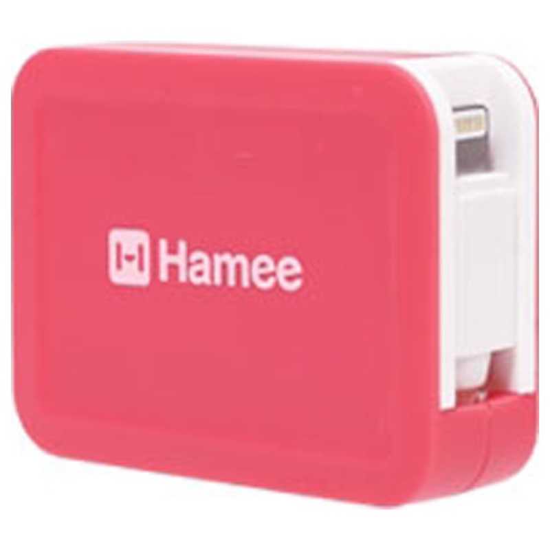 HAMEE HAMEE iPad /iPad mini /iPhone対応 Lightning ⇔ USBケーブル 充電・転送 （リール～0.78m・ピンク／ホワイト） MFi認証 MFITAKEUPLIGHTNINGPK MFITAKEUPLIGHTNINGPK