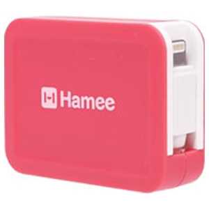 HAMEE iPad /iPad mini /iPhone対応 Lightning ⇔ USBケーブル 充電・転送 （リール～0.78m・ピンク／ホワイト） MFi認証 MFITAKEUPLIGHTNINGPK